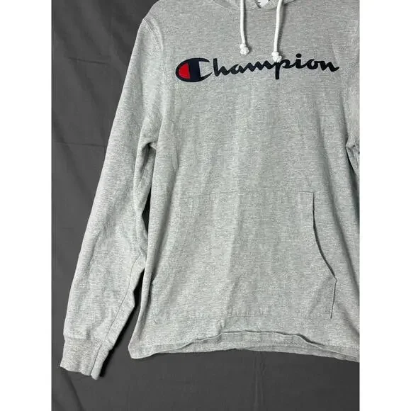Champion Reverse Weave Style Gray Script Logo Hoodie S - Picture 2 of 9